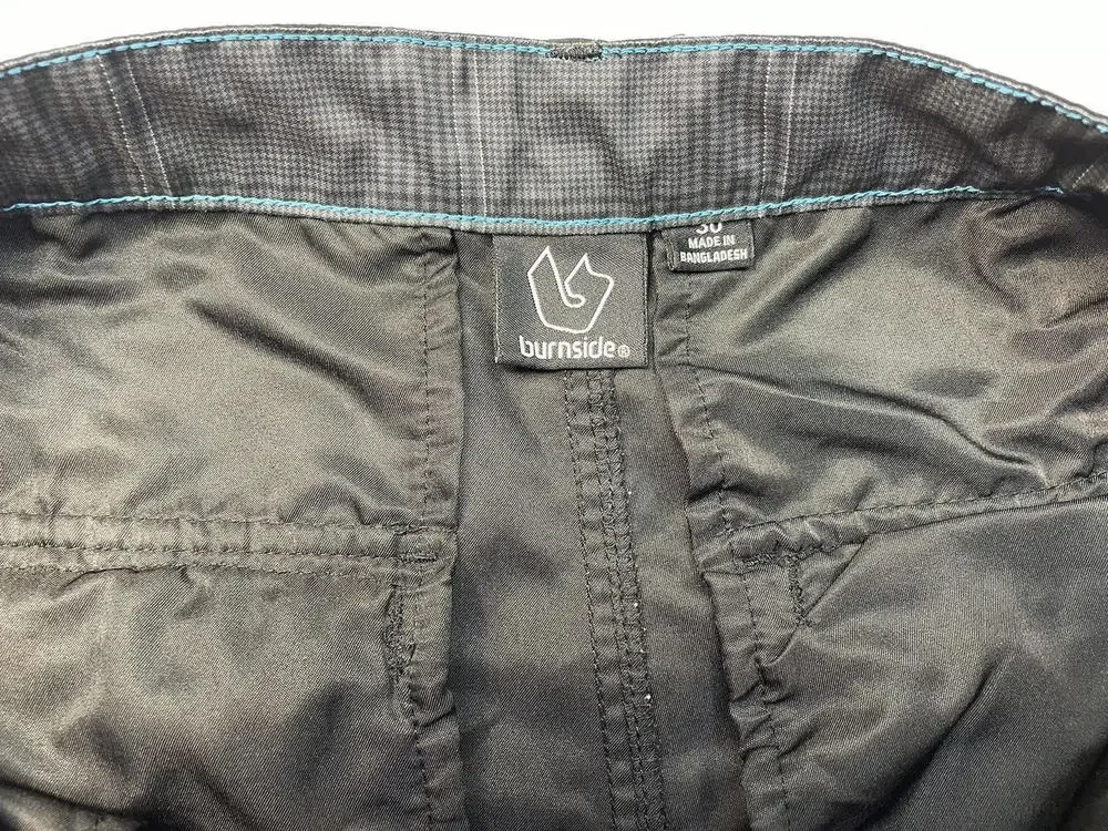 Burnside Mens Hybrid Swim Board Shorts Size 34 Solid Black‎ Cargo size 30